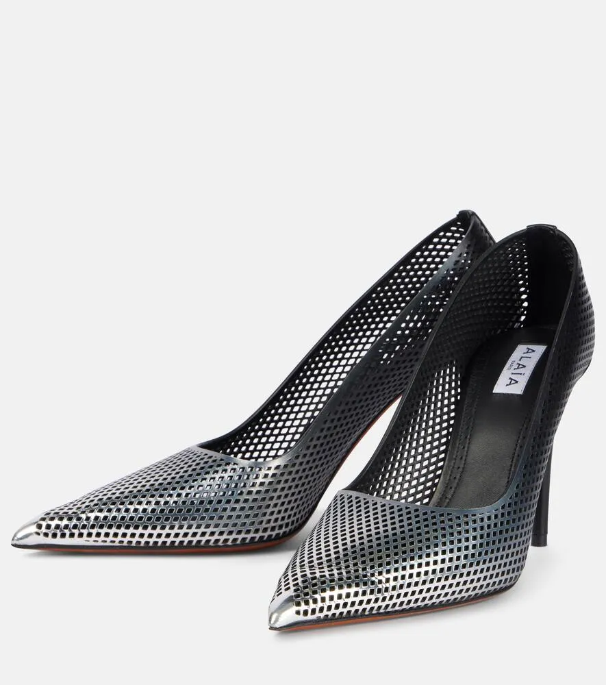 Alaia 90 ombr√É¬© leather mesh pumps
