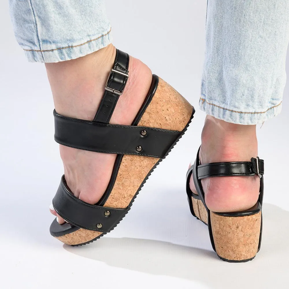 Alessio Revised Cork Rocker Wedge - Black