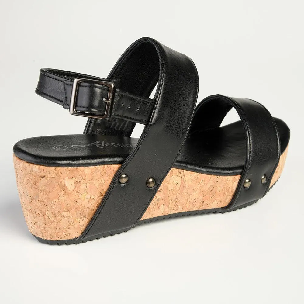 Alessio Revised Cork Rocker Wedge - Black