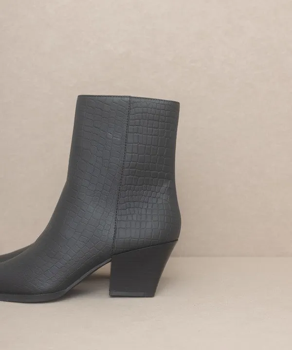 Alligator Print Pointed Toe Fashion Shoes Booties
