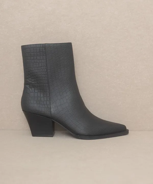 Alligator Print Pointed Toe Fashion Shoes Booties