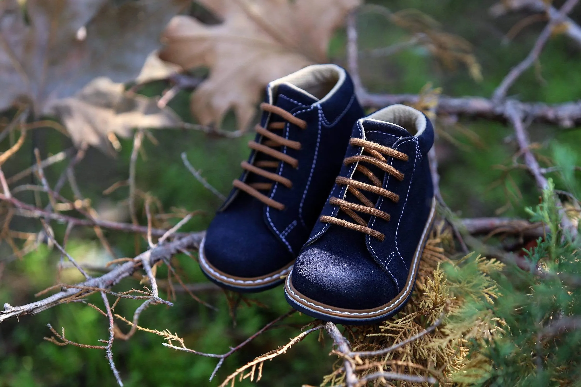 Boys' Navy Booties Baptism/ Christening Shoes
