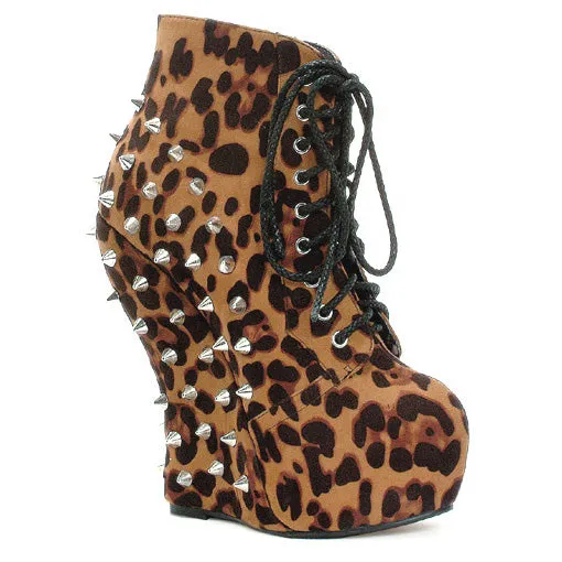 BP588-BELLADONA Curve Wedge Spiked Ankle Bootie