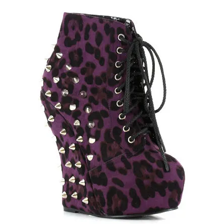 BP588-BELLADONA Curve Wedge Spiked Ankle Bootie