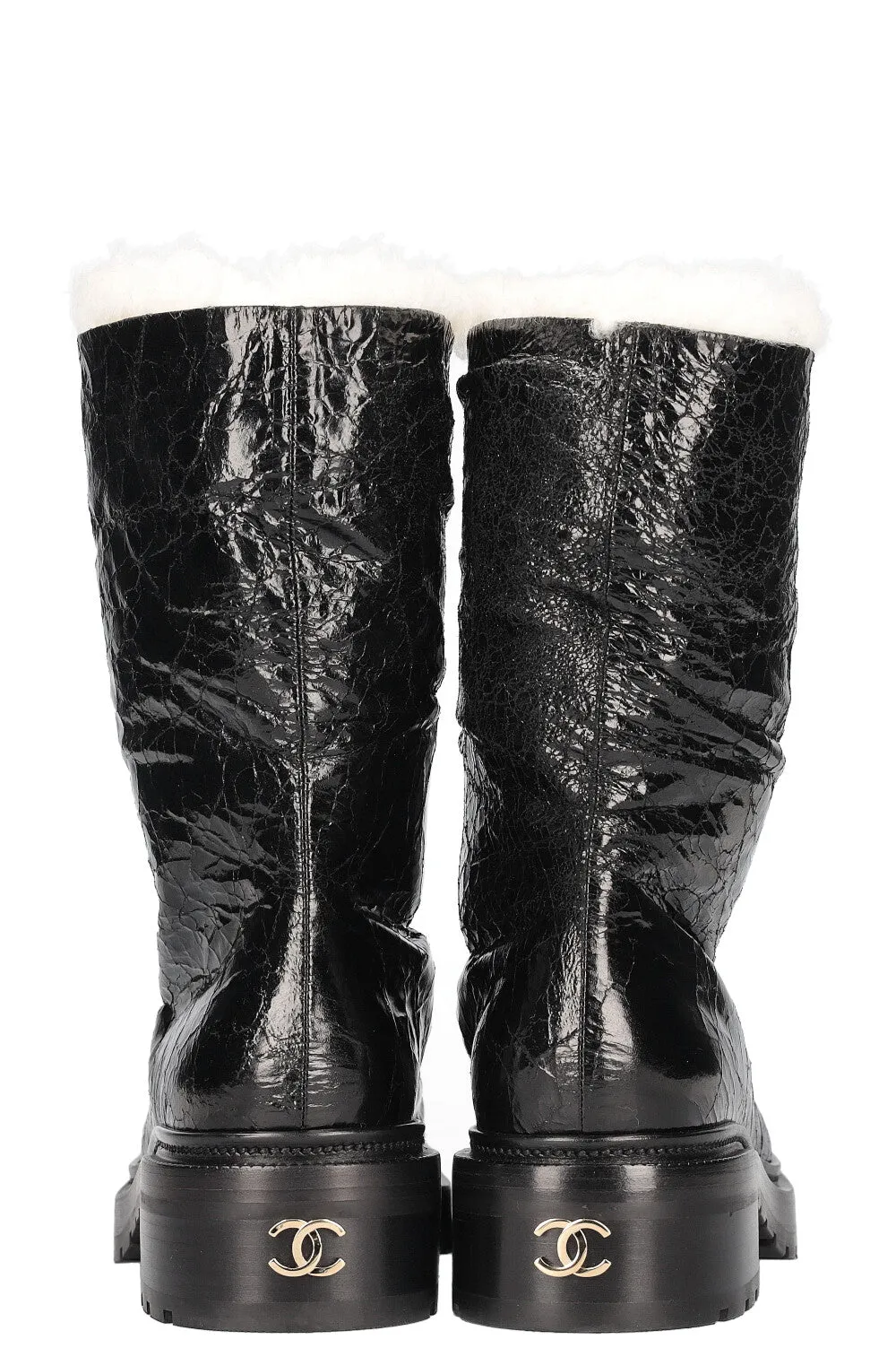 CHANEL 2020 Interlocking CC Logo Rain Boots Black