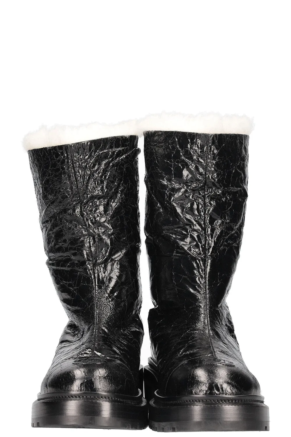 CHANEL 2020 Interlocking CC Logo Rain Boots Black