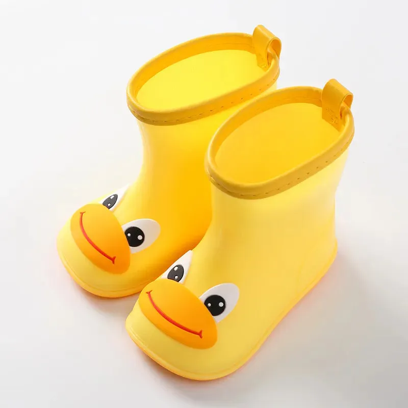 Children Rain Boots Rubber Boots Kids Water Shoes PVC Baby Cartoon Waterproof  Non-slip  Warm Winter