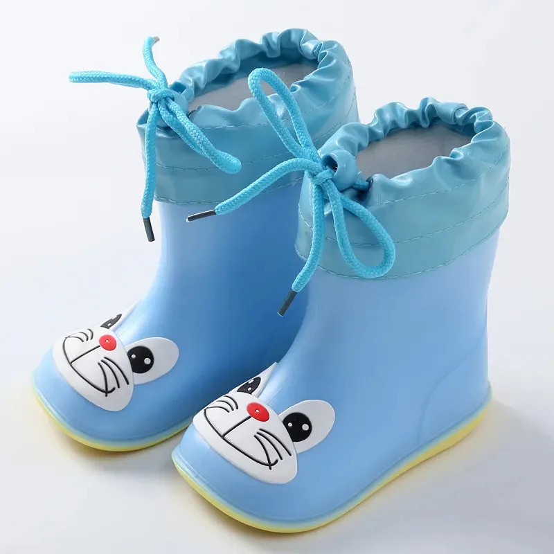 Children Rain Boots Rubber Boots Kids Water Shoes PVC Baby Cartoon Waterproof  Non-slip  Warm Winter