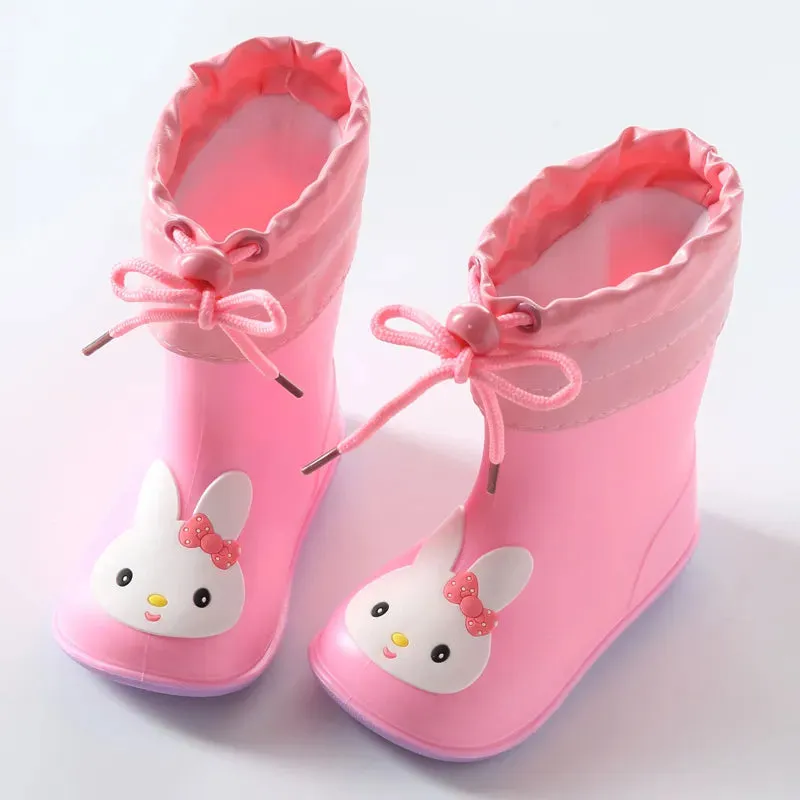 Children Rain Boots Rubber Boots Kids Water Shoes PVC Baby Cartoon Waterproof  Non-slip  Warm Winter