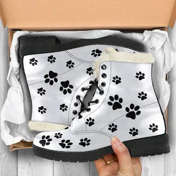 Dog Paw Sky Print on Demand Artwork Women's Fur Trimmed Combat Style Boots