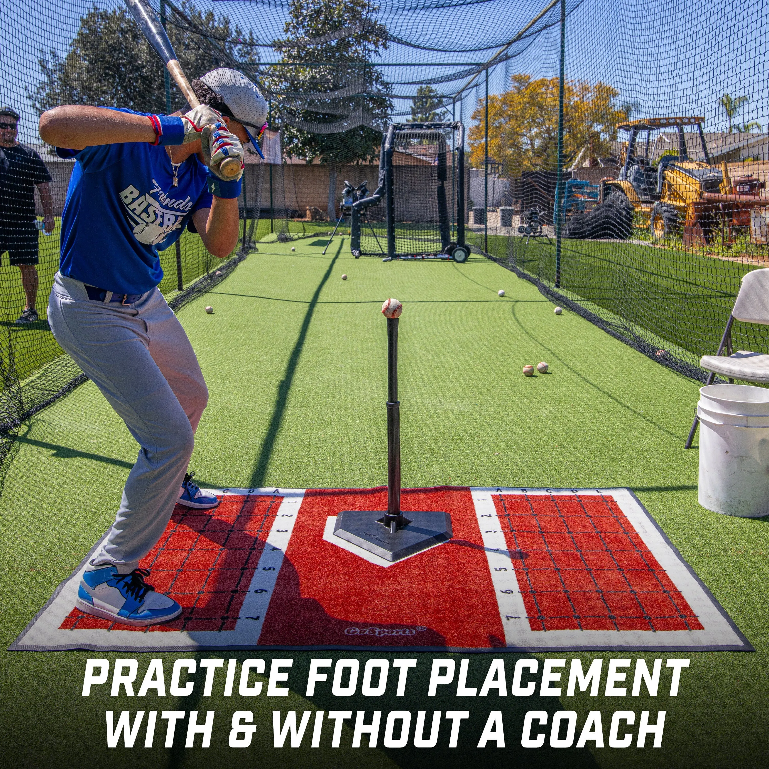 GoSports Baseball and Softball Hitting Mat with Batting Stance Alignment Guide - 6 x 4 ft