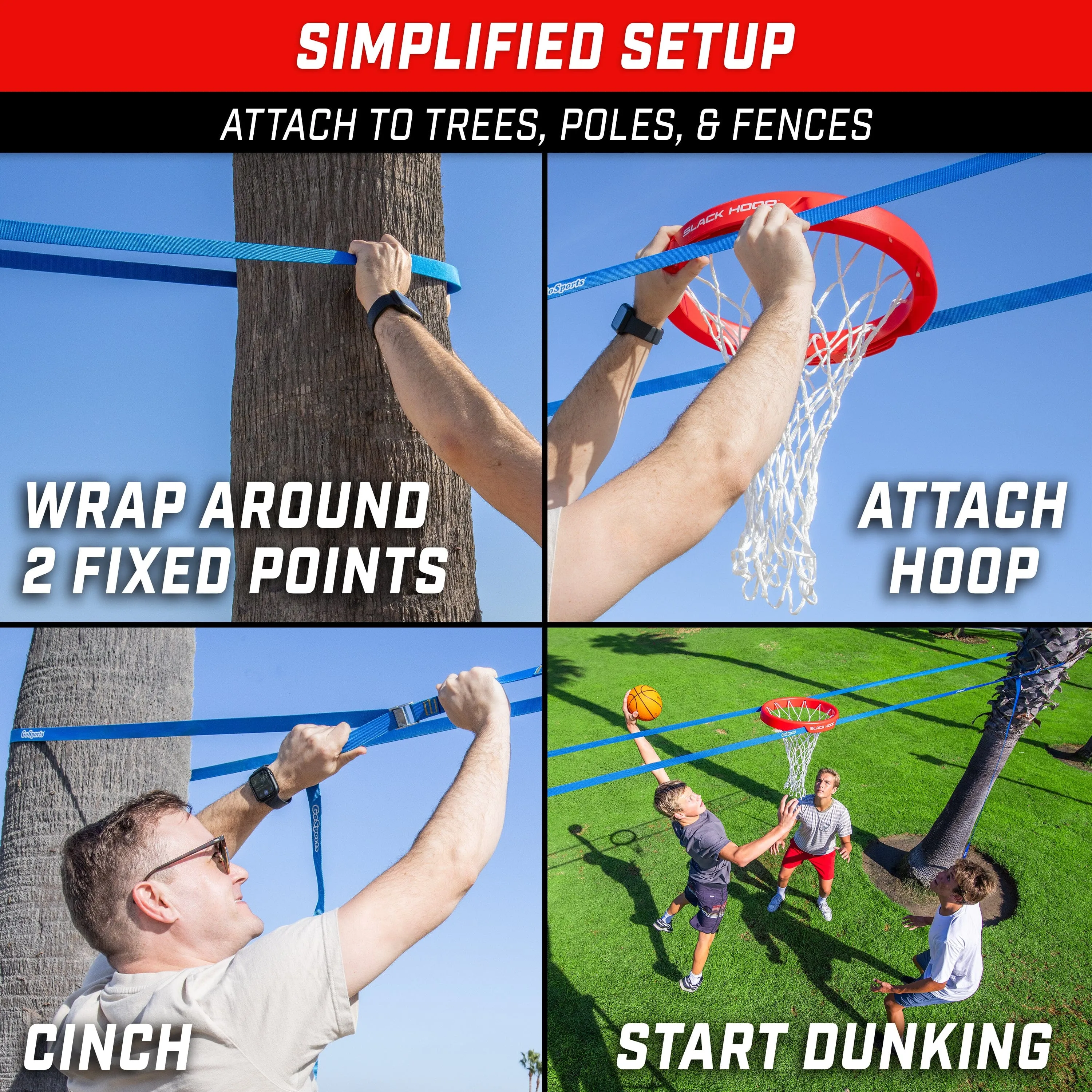 GoSports Slack Hoop Portable Basketball Game for Kids & Teens - Adjustable Height Outdoor Lawn, Beach, & Yard Game - Basketball Without a Court