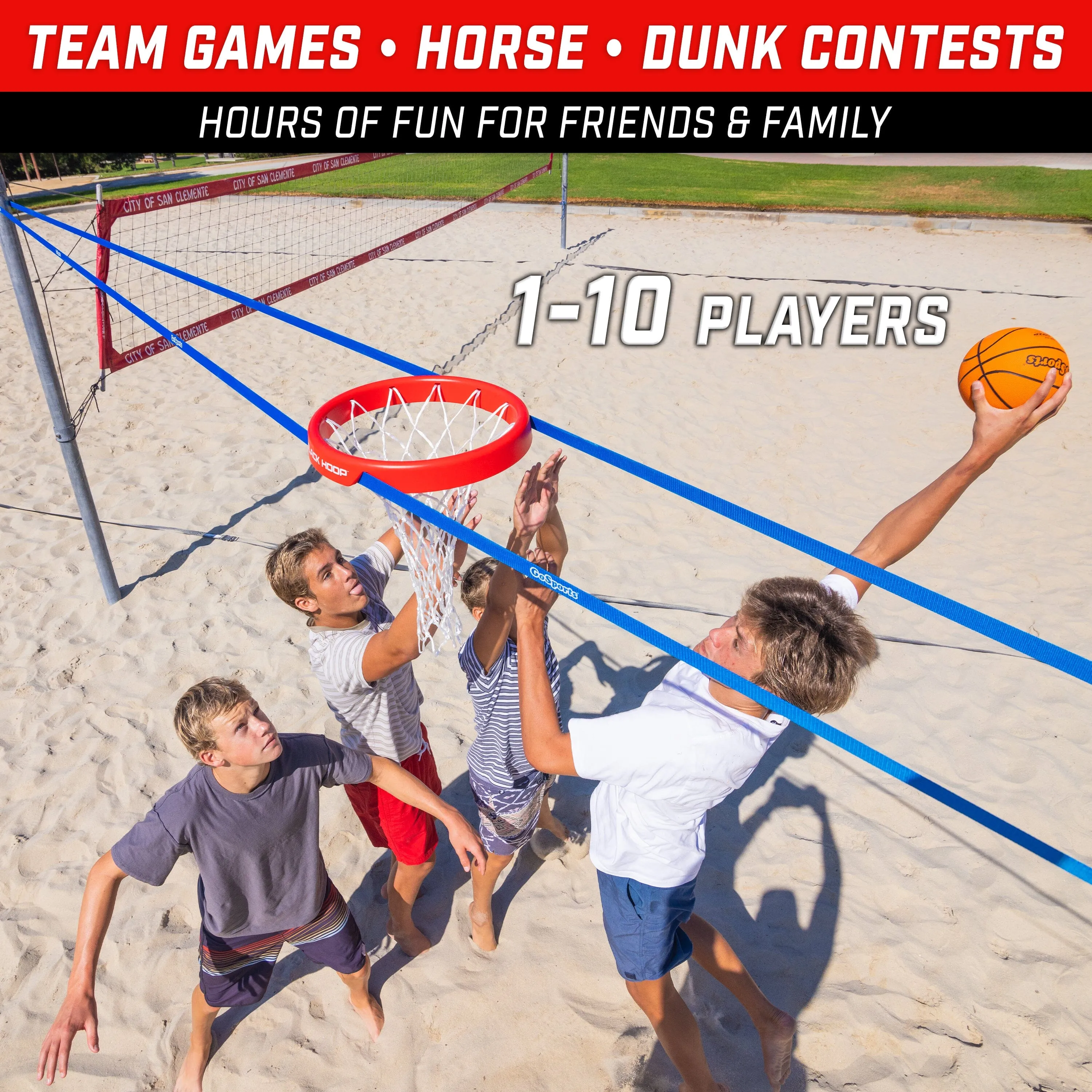 GoSports Slack Hoop Portable Basketball Game for Kids & Teens - Adjustable Height Outdoor Lawn, Beach, & Yard Game - Basketball Without a Court