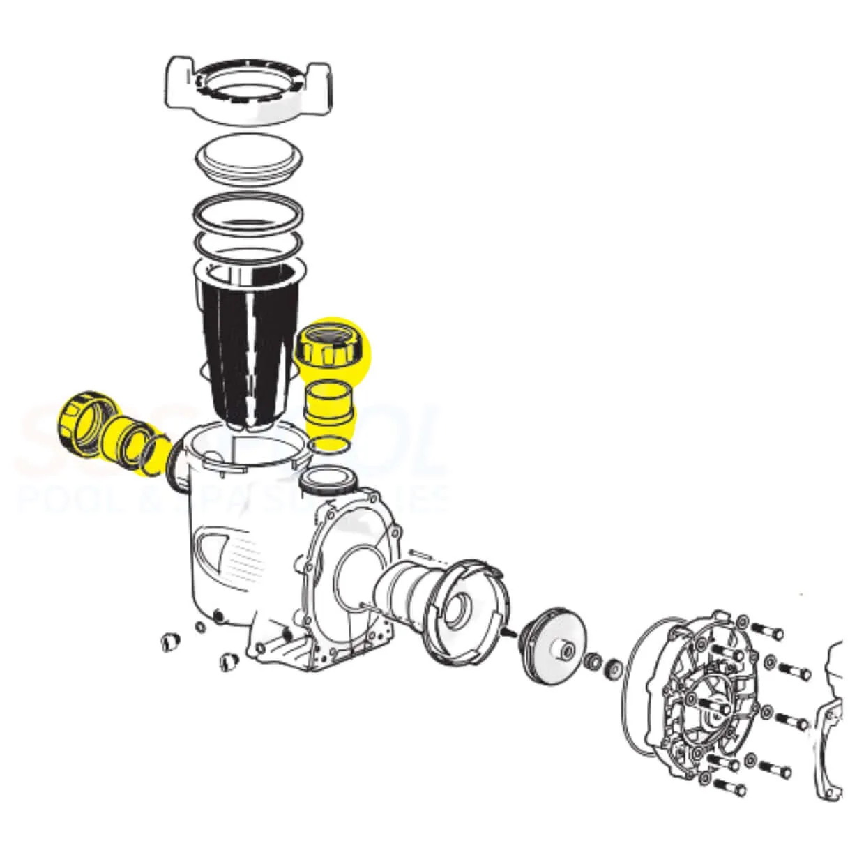 Jandy Tail Piece Union For Pumps | 2 Pack | 2.5" x 3" | R0446102