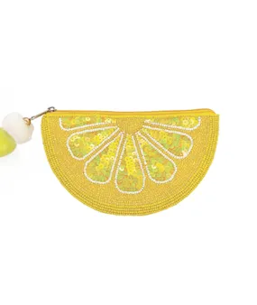 Lemon Beaded Coin Pouch