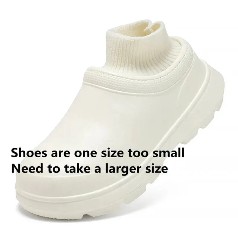 Men Warm Kitchen Working Shoes Non-Slip Fur Waterproof Chef Shoes Unisex Work Shoes Water Shoes Rain Cotton Boots
