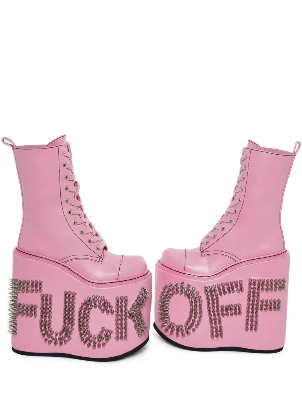 Pink Never Censored Platform Boots