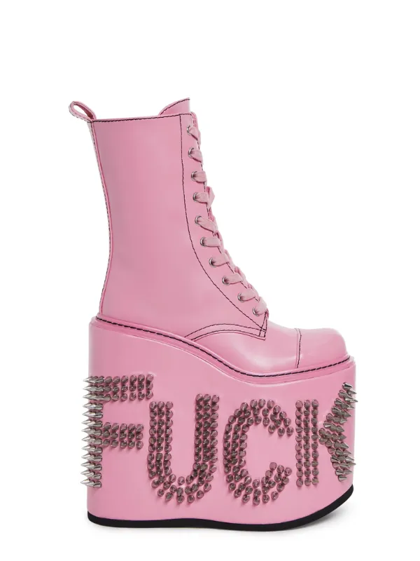 Pink Never Censored Platform Boots