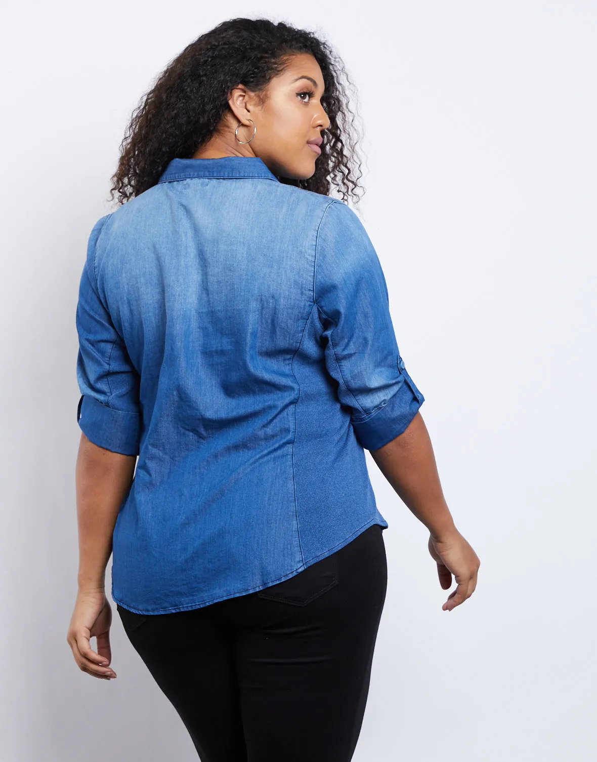 Plus Size Chambray Button Down