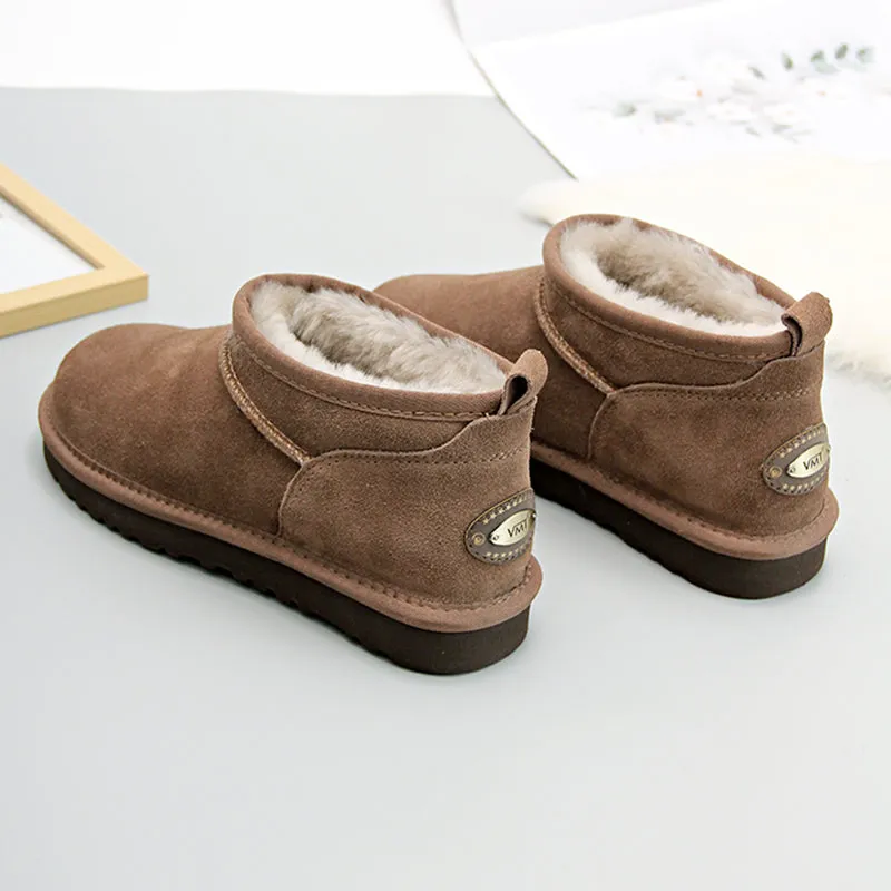 Women Winter Suede Warm Simple Short Snow Boots