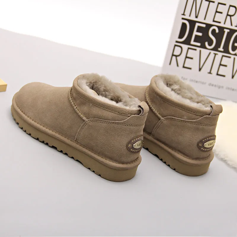 Women Winter Suede Warm Simple Short Snow Boots